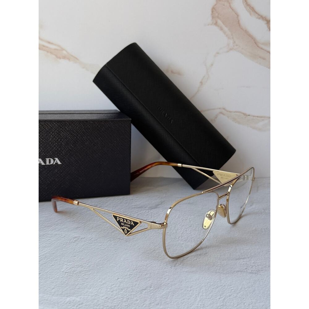 NEW Prada PR B50V Gold Pilot Aviator Eyeglasses Frames - Picture 6 of 7